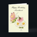 Sweet Butterfly Daughter Verjaardag Kaart<br><div class="desc">"(Bijpassende Stickers,  labels en verzendkosten beschikbaar) Deze prachtige kaart is vol liefde en opwinding. Het ontwerp is voorzien van een schattige vlinder in de mist van  bloemen. Zorg ervoor dat u de bijpassende stickers,  labels en postzegels aan uw bestelling toevoegt. Maak van elke kaart die je stuurt iets speciaals!"</div>