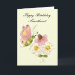 Sweet Butterfly Daughter Verjaardag Kaart<br><div class="desc">"(Bijpassende Stickers,  labels en verzendkosten beschikbaar) Deze prachtige kaart is vol liefde en opwinding. Het ontwerp is voorzien van een schattige vlinder in de mist van  bloemen. Zorg ervoor dat u de bijpassende stickers,  labels en postzegels aan uw bestelling toevoegt. Maak van elke kaart die je stuurt iets speciaals!"</div>