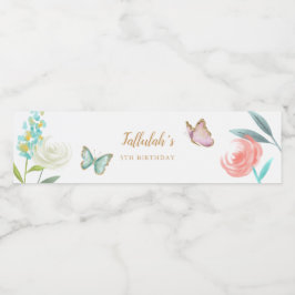 Sweet Butterfly Garden Girl Birthday Party Waterfles Etiket