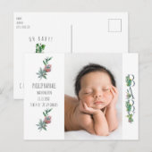 Sweet Cactus Baby Birth Foto Aankondiging Briefkaart (Voorkant / Achterkant)