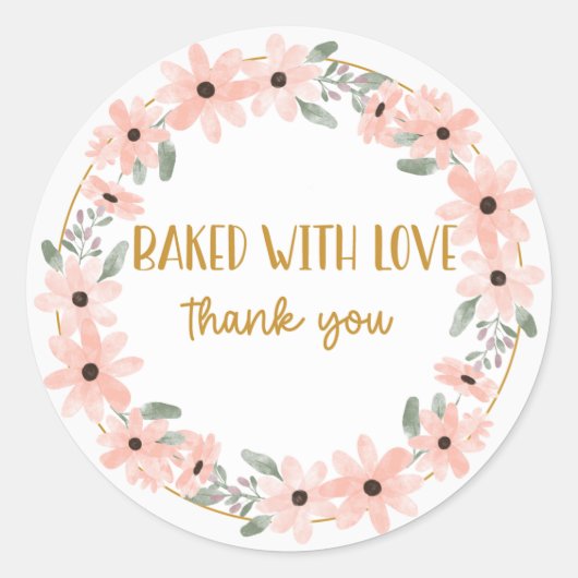 Sweet Cake "Baked with love" Sticker (Voorkant)