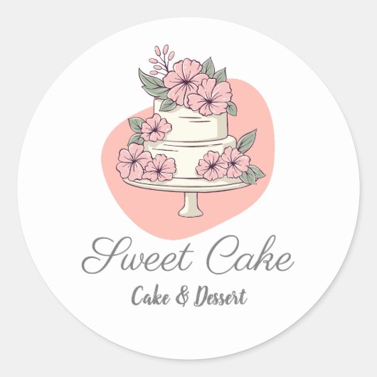 Sweet Cake Bakery Cake & Dessert Logo Ronde Sticker (Voorkant)