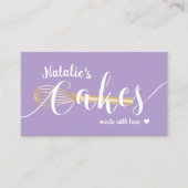Sweet Cake Bakery Schattigee Typografie Lavendel Visitekaartje (Voorkant)