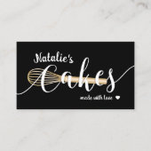 Sweet Cake Bakery Schattigee Typografie Plain Blac Visitekaartje (Voorkant)