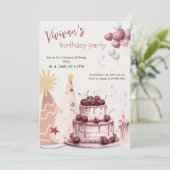 Sweet Cake Birthday Girl Party Kaart (Staand voorkant)