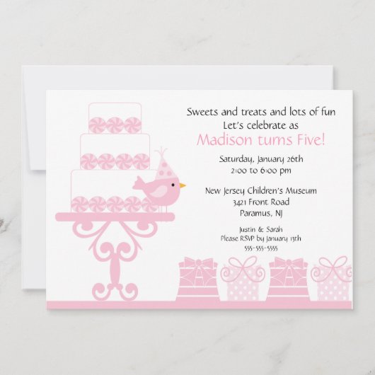 Sweet Cake Birthday Uitnodiging (Voorkant)