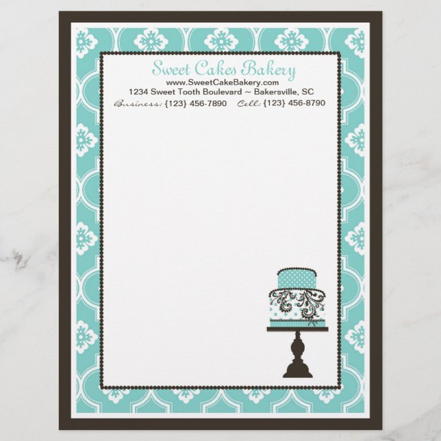 Sweet Cake Letterhead Turq Gepersonaliseerd Briefhoofd (Voorkant)