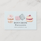 Sweet Cake Macaron Cupcake White Bakery Blue Visitekaartje (Voorkant)