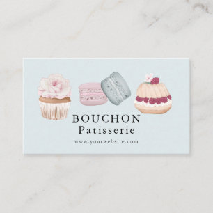Sweet Cake Macaron Cupcake White Bakery Blue Visitekaartje