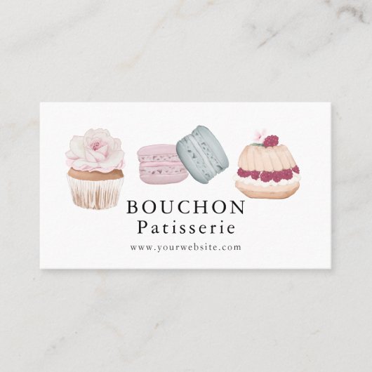 Sweet Cake Macaron Cupcake White Bakery Visitekaartje (Voorkant)