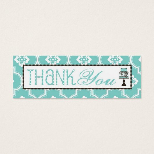 Sweet Cake Skinny TY Gift Label Turq Mini Visitekaartjes (Voorkant)