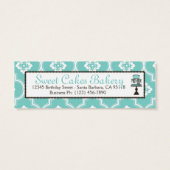 Sweet Cake Skinny TY Gift Label Turq Mini Visitekaartjes (Achterkant)