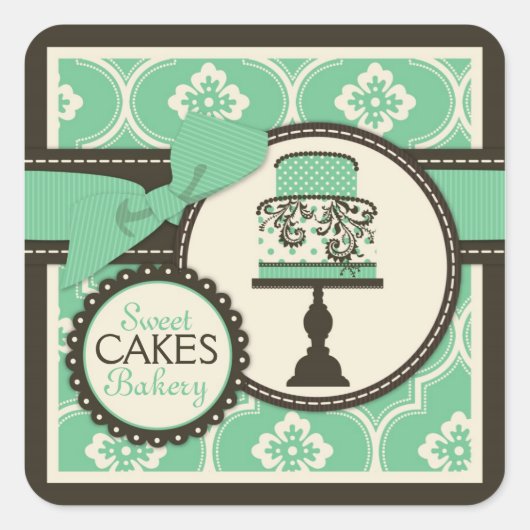 Sweet Cake Sticker Zakelijke Sticker Blauwgroen (Voorkant)
