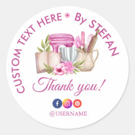 Sweet Cakes Bakery Waterverf Rond Bedankt Stic Ronde Sticker