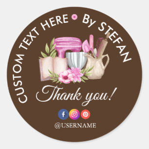 Sweet Cakes Bakery Waterverf Rond Bedankt Stic Ronde Sticker
