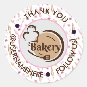 Sweet Cakes Bakery Waterverf Rond Dank u Ronde Sticker