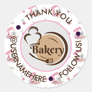 Sweet Cakes Bakery Waterverf Rond Dank u Ronde Sticker