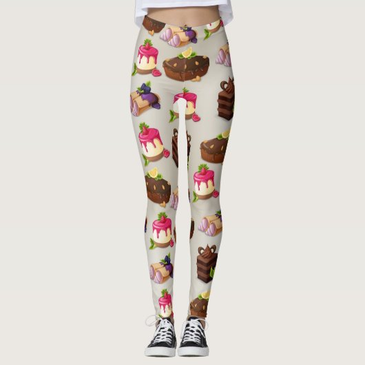 Sweet Cakes Dessert Pattern Leggings (Voorkant)