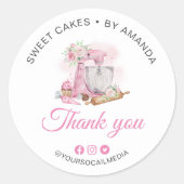 Sweet Cakes Pink Bedankt Ronde Sticker (Voorkant)