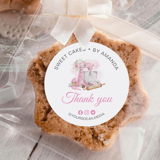 Sweet Cakes Pink Bedankt Ronde Sticker