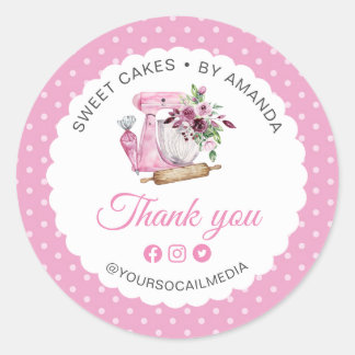 Sweet Cakes Pink Thank you Ronde Sticker