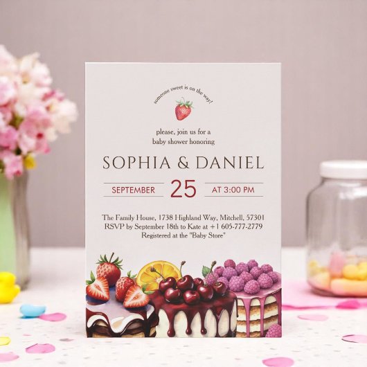 Sweet Cakes Waterverf Baby shower Kaart