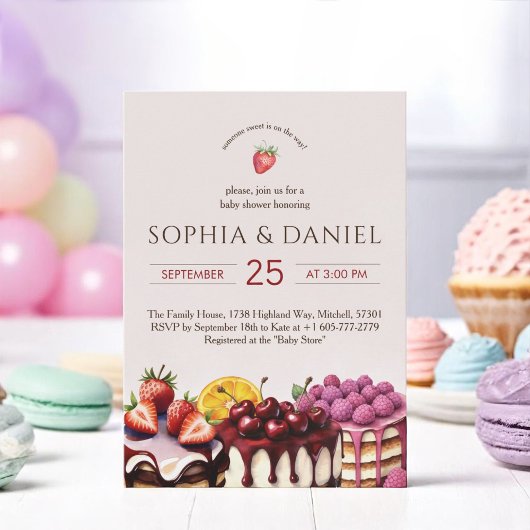 Sweet Cakes Waterverf Baby shower Kaart