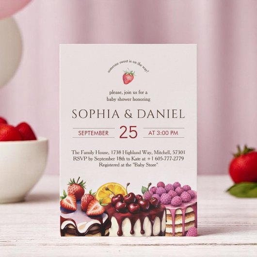 Sweet Cakes Waterverf Baby shower Kaart