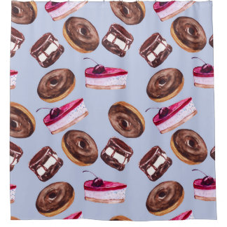 Sweet Cakes: Waterverf naadloos eten Douchegordijn