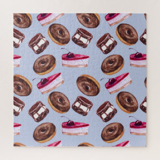 Sweet Cakes: Waterverf naadloos eten Legpuzzel