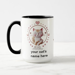 Sweet Calm Cat Mok – Roze Hart Combo Cup