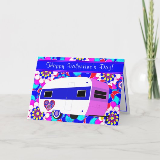 Sweet Camper Mod Flowers Happy Valentijns Kaart (Voorkant)