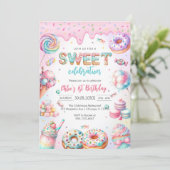 Sweet Candy Birthday Party Invitation Kaart (Staand voorkant)