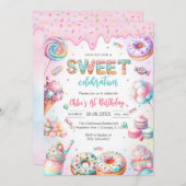 Sweet Candy Birthday Party Invitation Kaart (Voorkant / Achterkant)