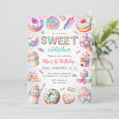 Sweet Candy Birthday Party Invitation Kaart (Staand voorkant)