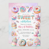 Sweet Candy Birthday Party Invitation Kaart (Voorkant / Achterkant)