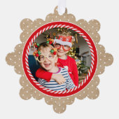 Sweet Candy Cane Foto Kerstvakantie Ornament Kaart (Voorkant)