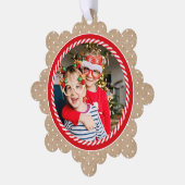 Sweet Candy Cane Foto Kerstvakantie Ornament Kaart (Links)