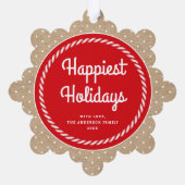 Sweet Candy Cane Foto Kerstvakantie Ornament Kaart (Achterkant)