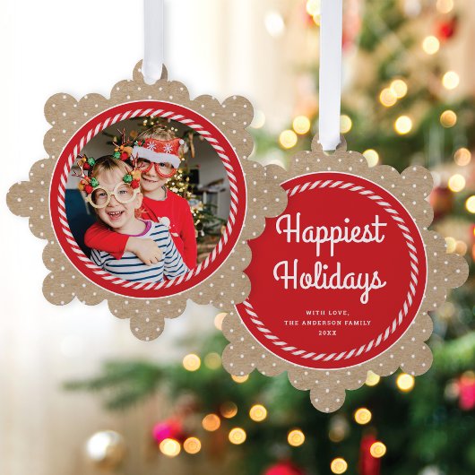 Sweet Candy Cane Foto Kerstvakantie Ornament Kaart