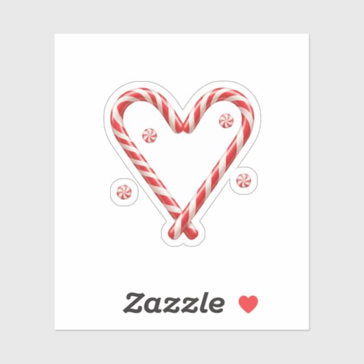 Sweet Candy Cane Heart Christmas Love  Sticker (Vel)