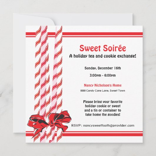 Sweet Candy Cane Holiday Party Kaart (Voorkant)