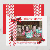 Sweet Candy Cane-kerstfotokaart Feestdagenkaart (Voorkant / Achterkant)