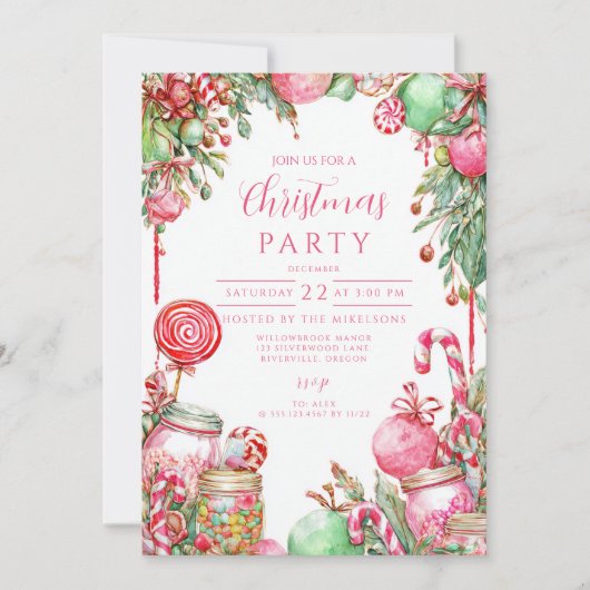 Sweet Candy Cane Kerstmis Kaart (Voorkant)