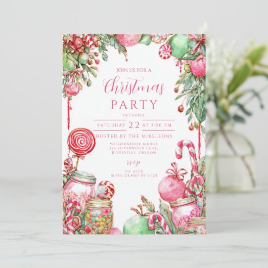 Sweet Candy Cane Kerstmis Kaart (Staand voorkant)