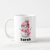 Sweet Candy Cane Pink Snowman Kerstmis Koffiemok (Links)