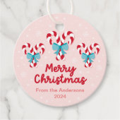 Sweet Candy Canes en Bows Kerstmis Bedankjes Labels (Voorkant)