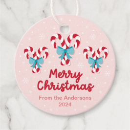 Sweet Candy Canes en Bows Kerstmis Bedankjes Labels
