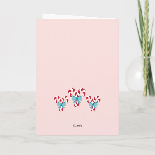 Sweet Candy Canes en Bows Kerstmis Feestdagen Kaart (Achterkant)