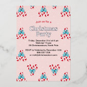 Sweet Candy Canes en Bows Kerstmis Folie Uitnodiging (Voorkant)